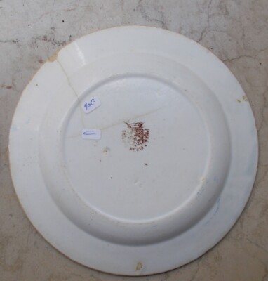 Insieme Di Tre Piatti In Ceramica, Filettatura Blu, Vedova Besio E Figli