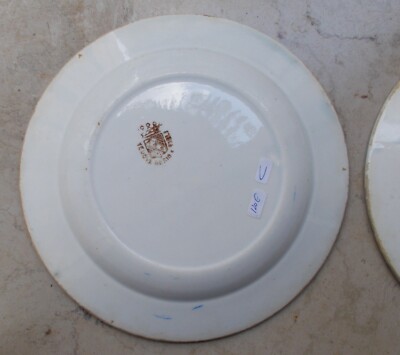 Insieme Di Tre Piatti In Ceramica, Filettatura Blu, Vedova Besio E Figli