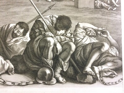 Antica Stampa Popolare Devozionale   Artista Guercino   Petrucci   Lorenzini   Scena Biblica