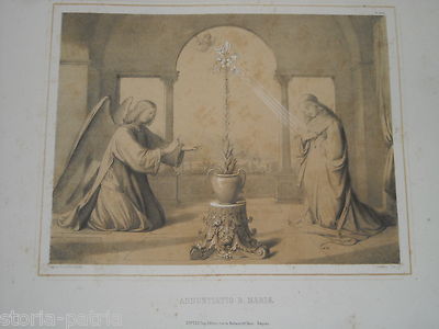 Annunciazione, Angelo E Madonna. Stampa Popolare Di Overbeck, Geoffroy E Dopter
