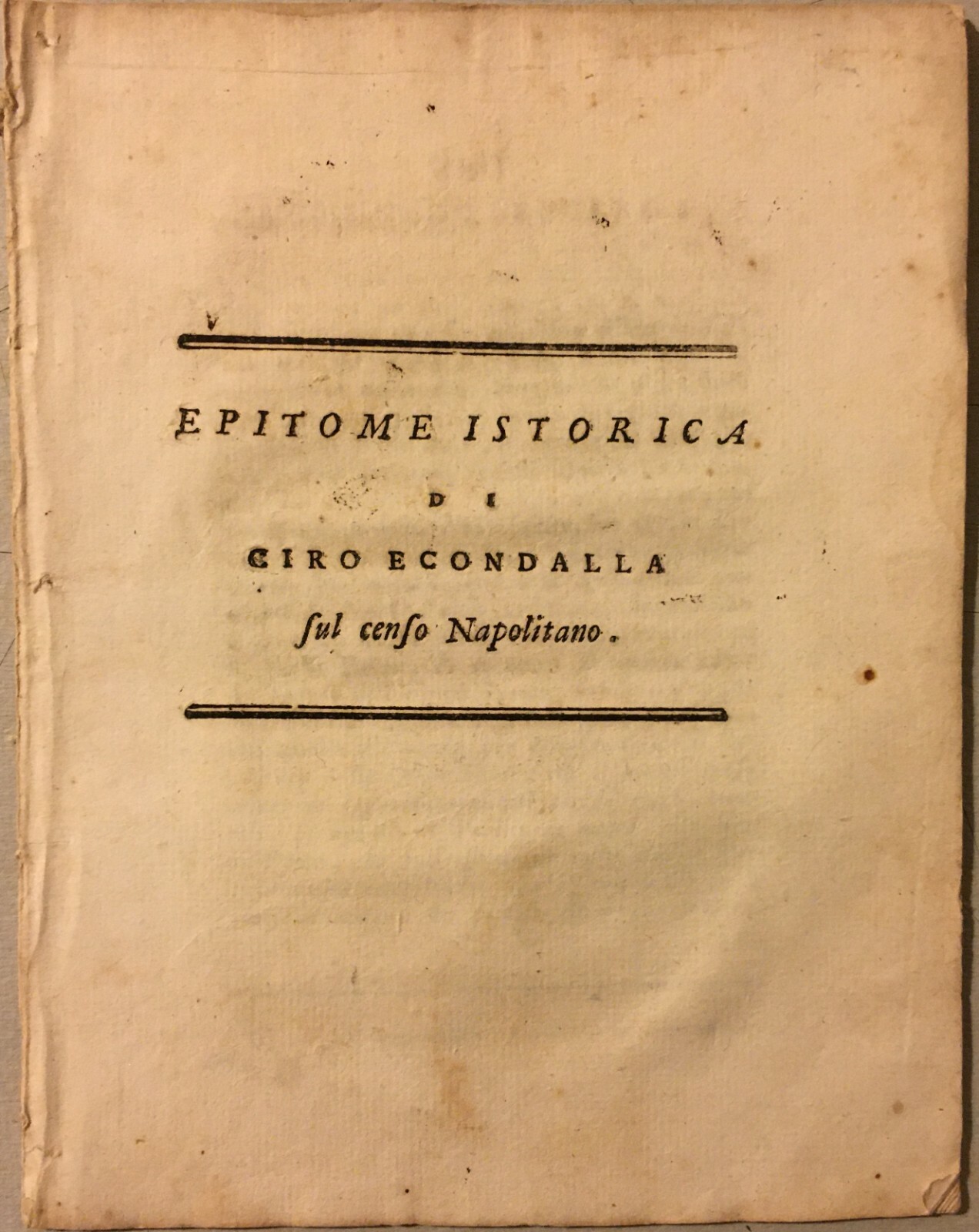 Regno Di Napoli E Sicilia. Puglia. Chiesa. Censo Napoletano. Econdalla. De Nicola.