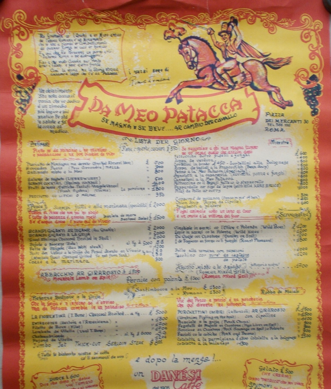 Cucina, Trattorie Di Roma, Folklore, Dialetto, Caffè Danesi, Meo Patacca, Pubblicità