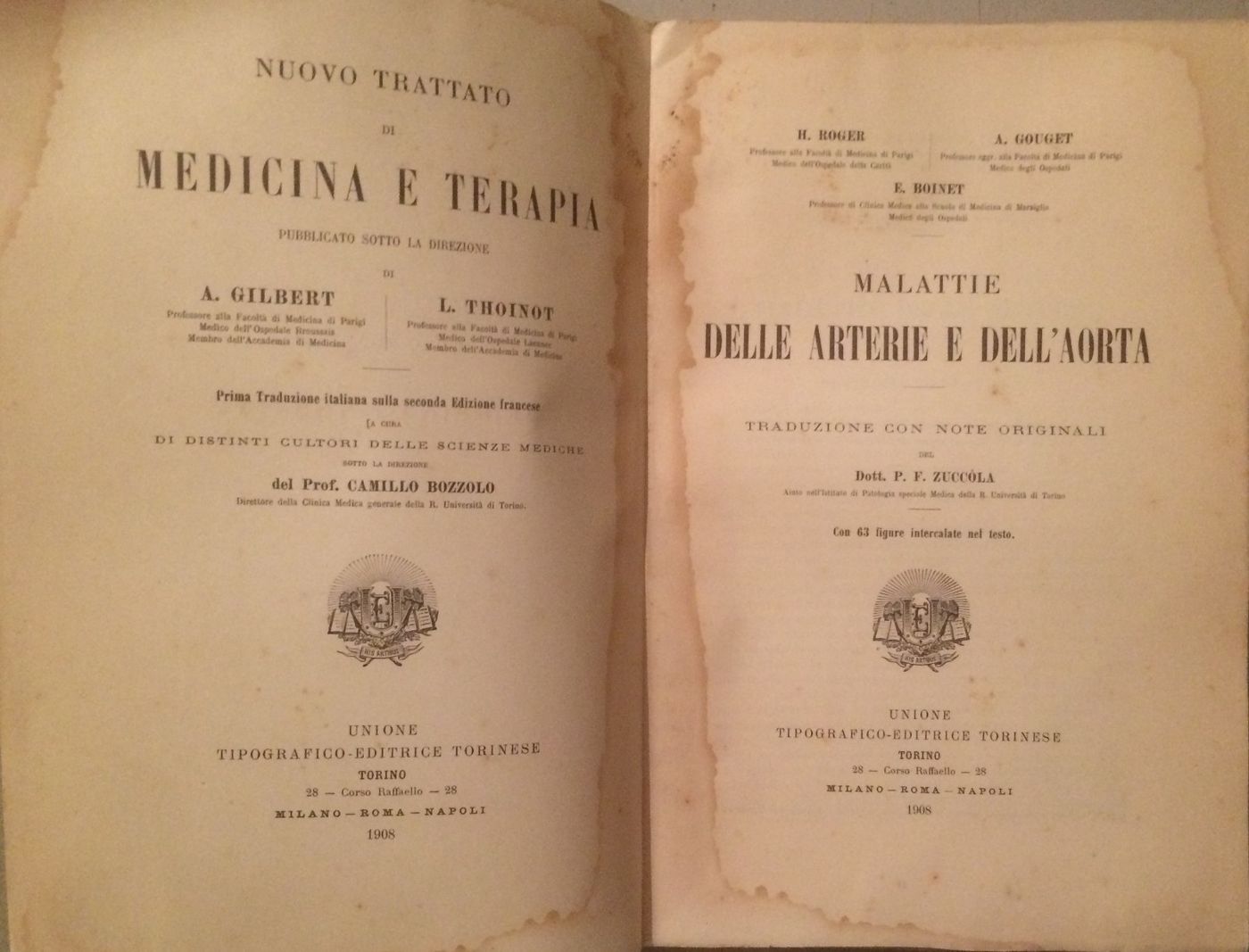 Medicina: Angiologia, Arterie, Arterite, Aneurismi, Sifilide. Roger, Gouget, Boinet (1908)