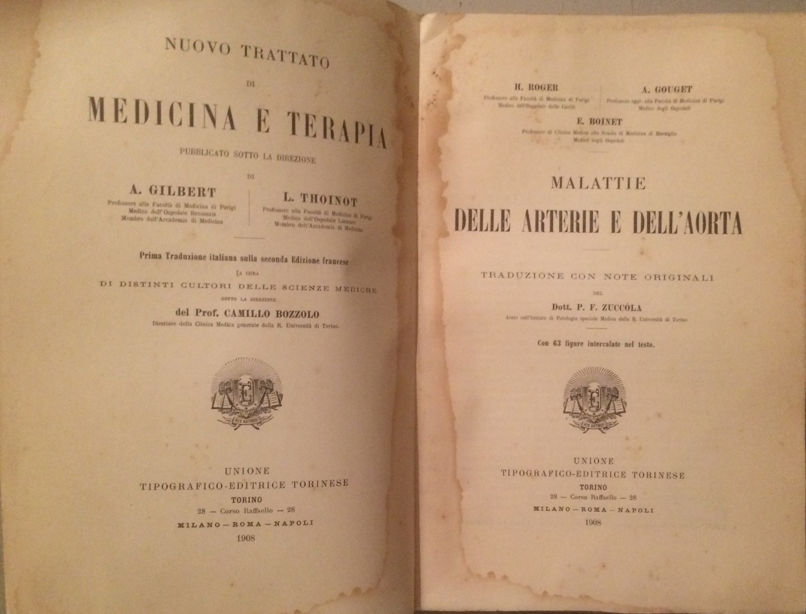 Medicina: Angiologia, Arterie, Arterite, Aneurismi, Sifilide. Roger, Gouget, Boinet (1908)