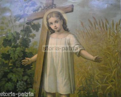 Antica Stampa Popolare Devozionale: Passione Di Gesù, Vitigni E Grano