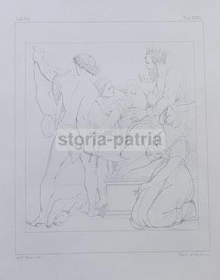 Arte Antica: Allegoria Di Scena Biblica. Incisore Francesco Garzoli Su Disegno Di Stefano Pozzi, XIX Secolo