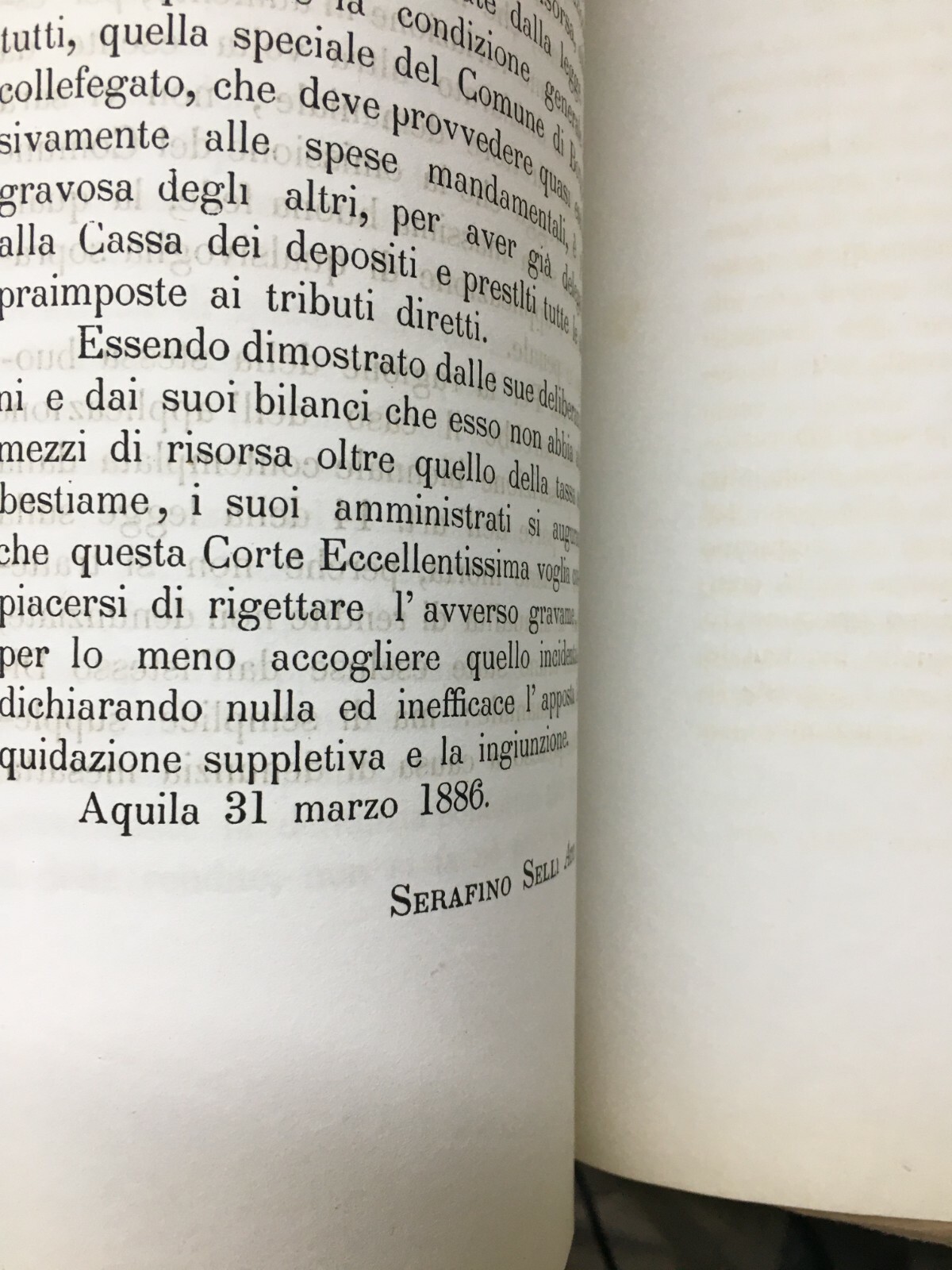 Memoria Giuridica 1886 Borgocollefegato L'Aquila Serafino Selli