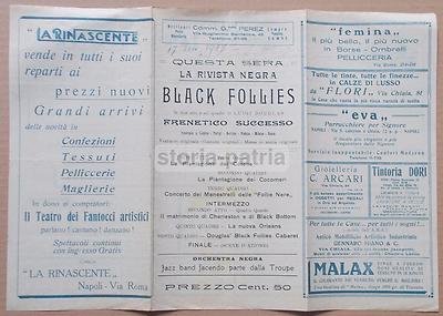 Teatro Politeama Giacosa, Napoli, 1927. Black Follies, Douglas, Jazz Band, Follie Nere