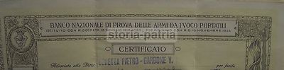 Brescia, Gardone, Sport, Caccia, Beretta, Certificato Di Prova Di Banco