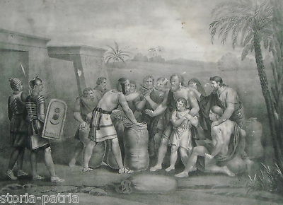 Sutera Antica Scena Biblica, Egitto: La Tazza Nel Sacco Di Beniamino. Antica Stampa