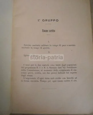 Medicine: Military Health School, Florence. Final Examination Topics, 1902