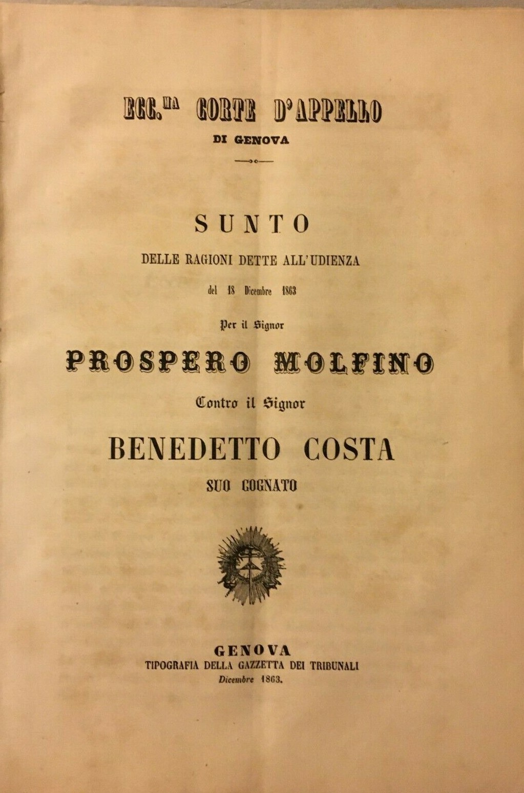 Giuridica, Economia E Commercio A Genova: Appalti Per La Regia Marina, Vertenza Molfino Costa