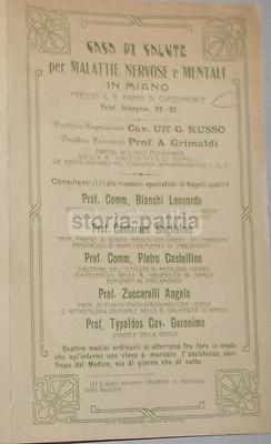 Napoli, Miano: Clinica Psichiatrica Russo Grimaldi, Medicina, 1911