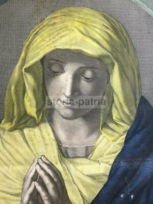 Antica Stampa Popolare Devozionale: Madonna Della Purità   Carlo Biondi Da Guido Reni