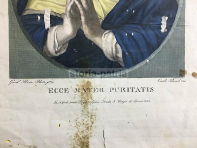 Antica Stampa Popolare Devozionale: Madonna Della Purità   Carlo Biondi Da Guido Reni