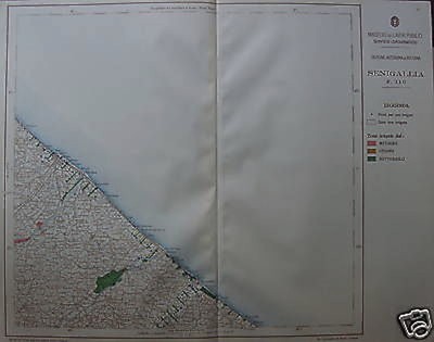 Marche, Senigallia, Cartografia Idrografica d'Epoca Rara