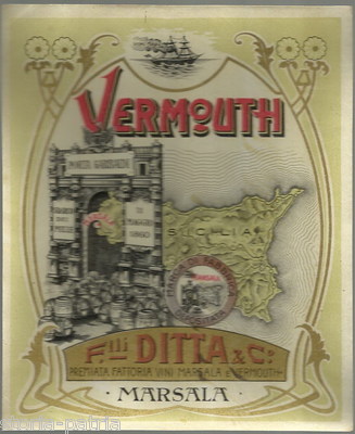 Sicilia, Marsala: Etichetta Vermouth F.lli Ditta, Garibaldi E Risorgimento