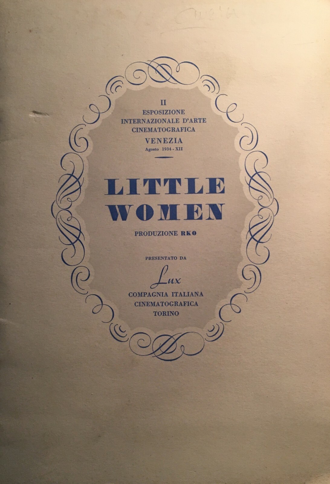 Venezia: Cinema   Little Women (Piccole Donne). Alcott, Hepburn, RKO Hollywood, Lux Torino