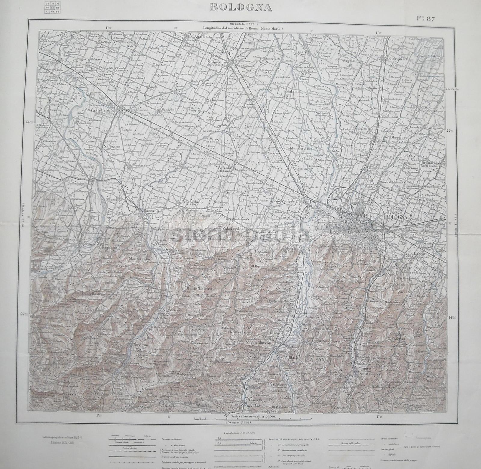 Cartografia d'Epoca: Bologna, Bazzano, Crespellano, Bentivoglio, Marzabotto, Panaro