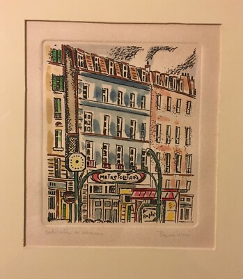 Orfeo Tamburi   Metropolitain, Parigi. Stampa Colorata A Mano