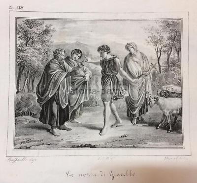 Le Nozze Di Giacobbe. Antica Stampa Popolare Napoletana, Litografia Di Wenzel (da Raffaello), Circa 1840