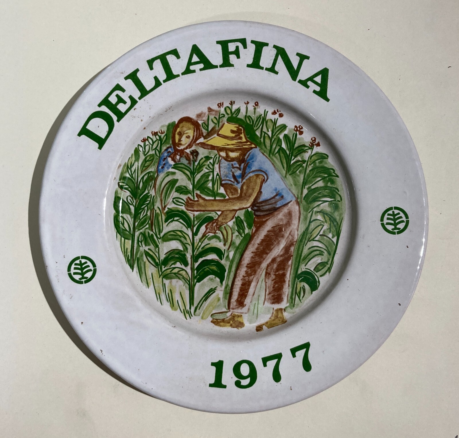 Piatto Pubblicitario Deltafina, Agricoltura E Contadini, Umbria 1977