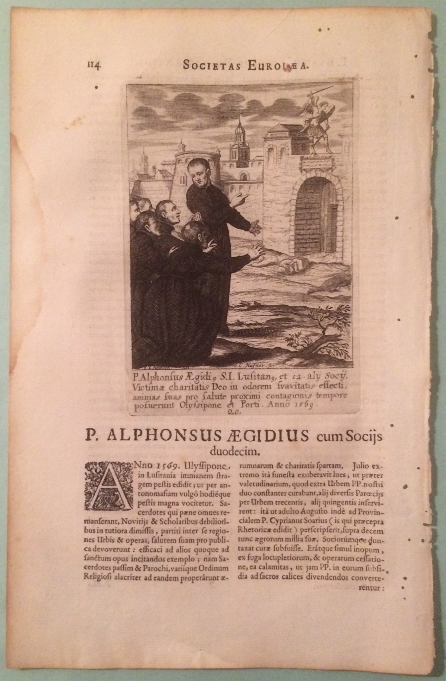 Gesuiti Celebri: Alfonso Egidio. Antica Raffigurazione, Incisione Da Collezione