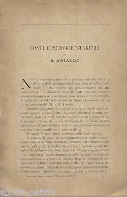 Storia E Devozione Di San Arialdo: Agiografia, Vallombrosa, Milano E Carimate. A Cura Di Carlo Pellegrini.