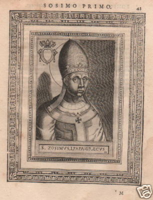Chiesa, Papato: Zosimo I, Raro Antico Ritratto Del Cinquecento