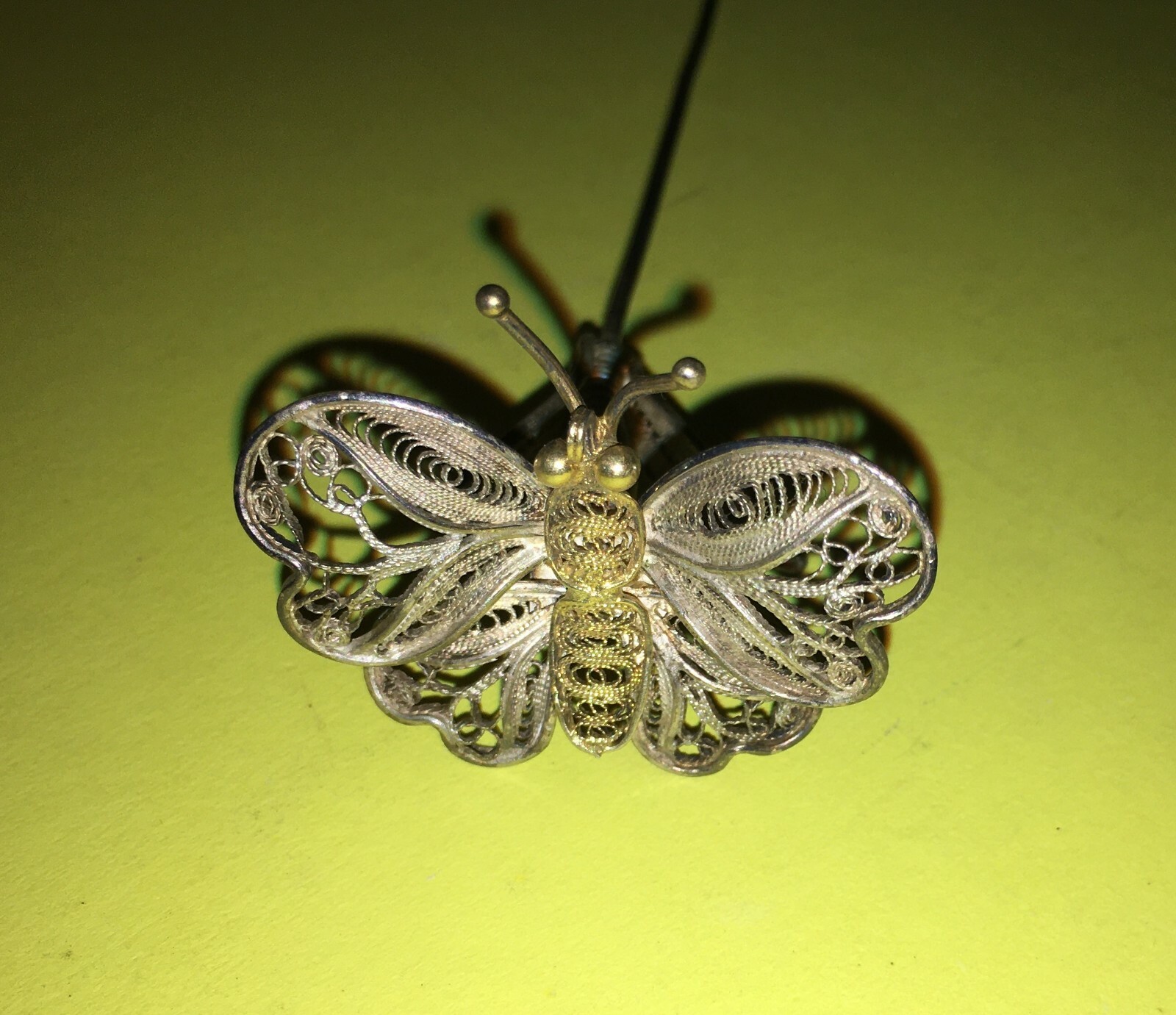 Artistico Spillone Da Collezione Per Acconciature O Cappelli: Farfalla In Filigrana