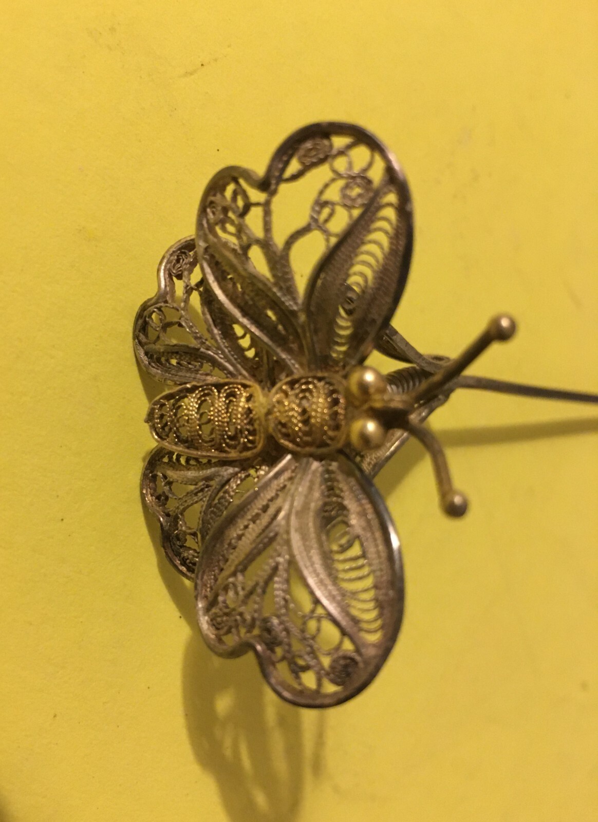 Artistico Spillone Da Collezione Per Acconciature O Cappelli: Farfalla In Filigrana