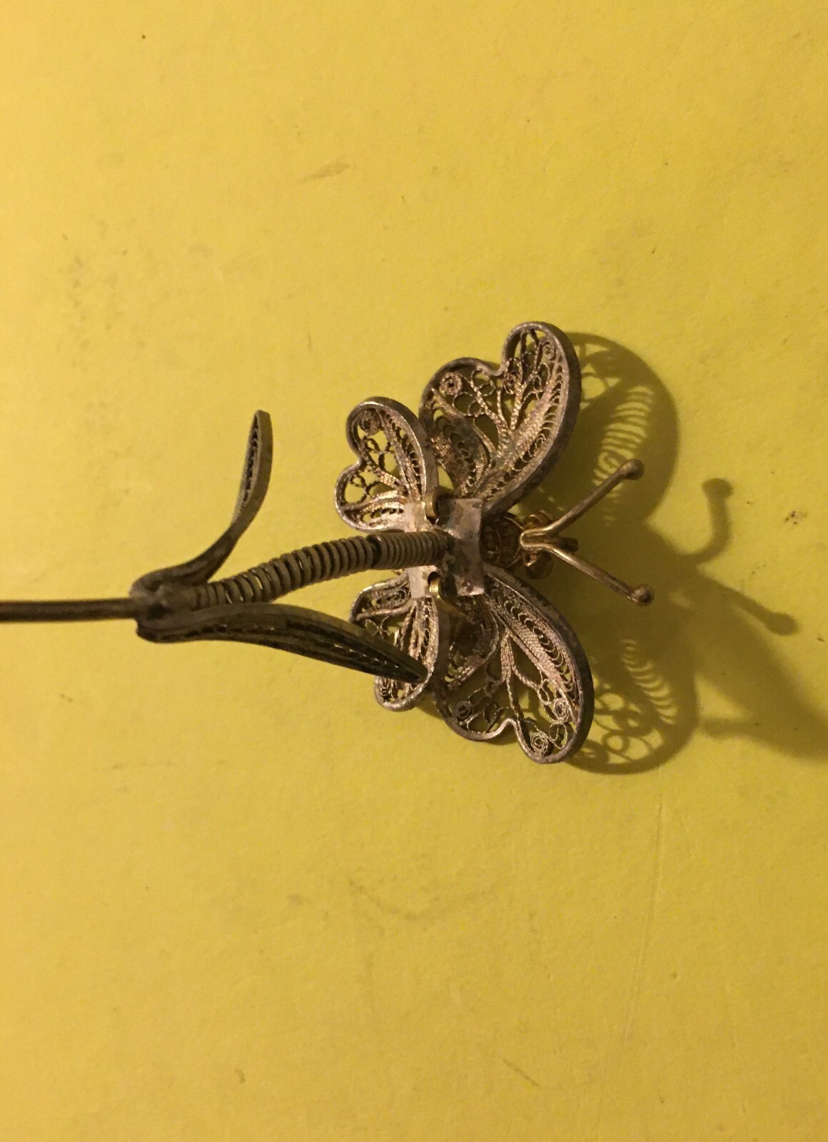 Artistico Spillone Da Collezione Per Acconciature O Cappelli: Farfalla In Filigrana