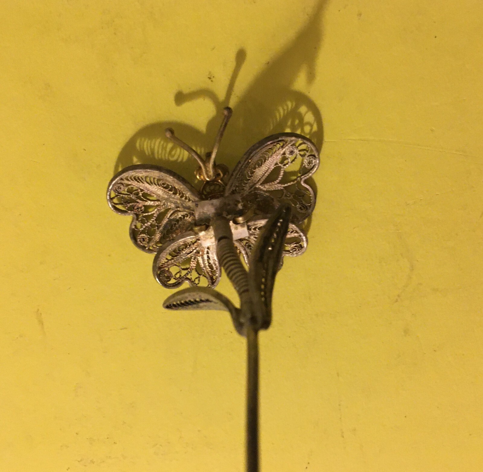 Artistico Spillone Da Collezione Per Acconciature O Cappelli: Farfalla In Filigrana