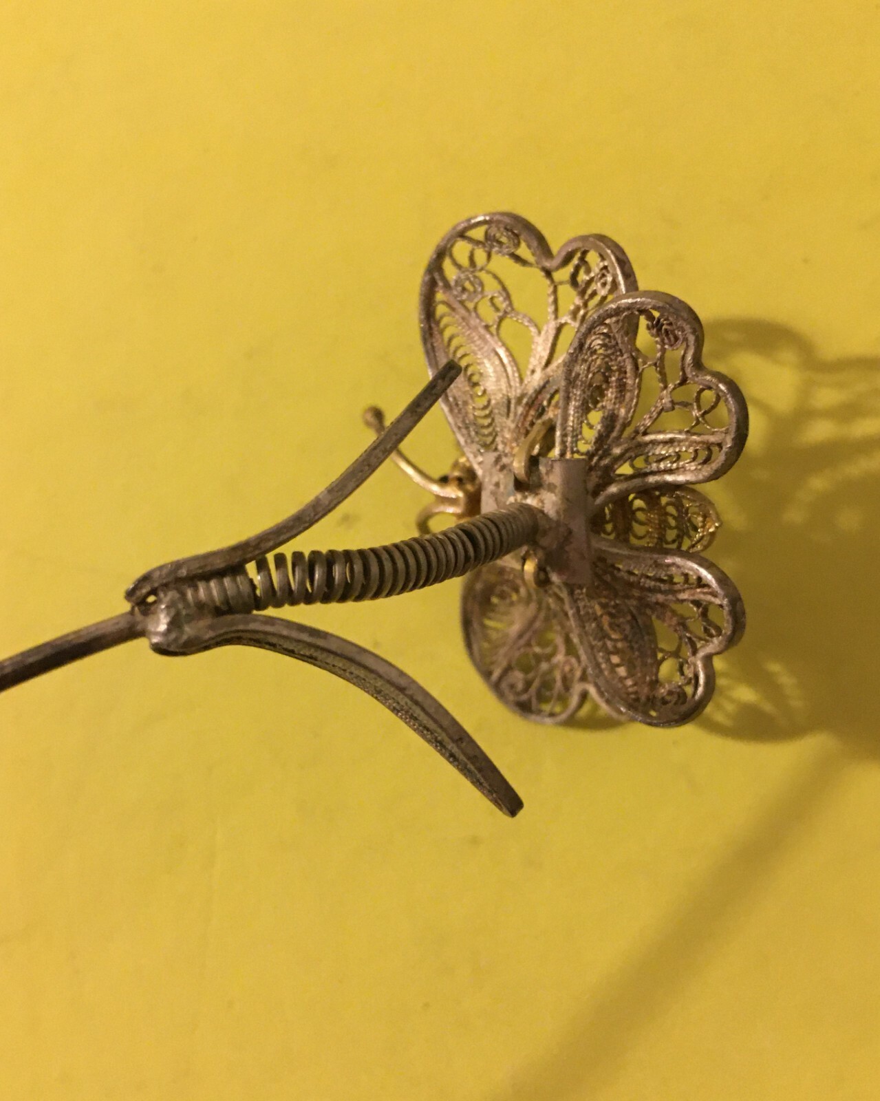 Artistico Spillone Da Collezione Per Acconciature O Cappelli: Farfalla In Filigrana