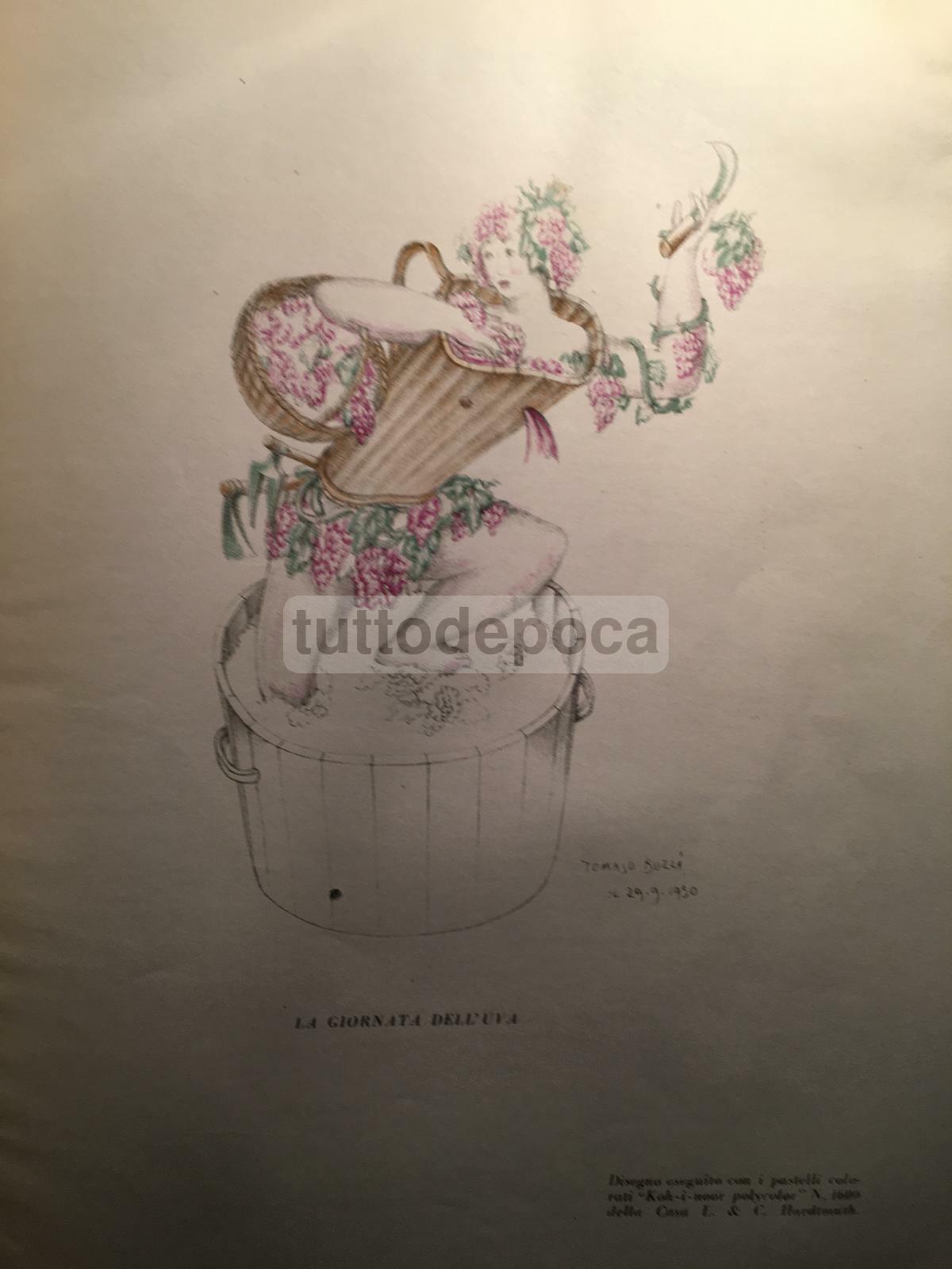 La Giornata Dell'Uva. Illustrazione Pubblicitaria Di Tomaso Buzzi Per Koh I Noor, 1930
