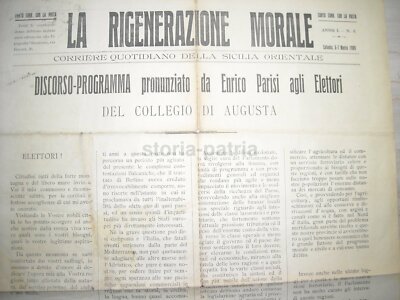 Sicilia, Augusta, Politica, Elezioni: Enrico Parisi, "La Rigenerazione Morale", Rarità
