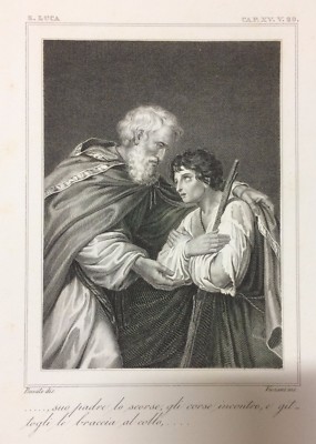 Scena Biblica: Il Ritorno Del Figliol Prodigo. Incisione Di Viviani Su Disegno Di Busato, Metà '800