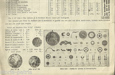 Calabria, Cosenza: Giuseppe Ambrosio, Forniture Per Orologiai. Listino Prezzi, 1942