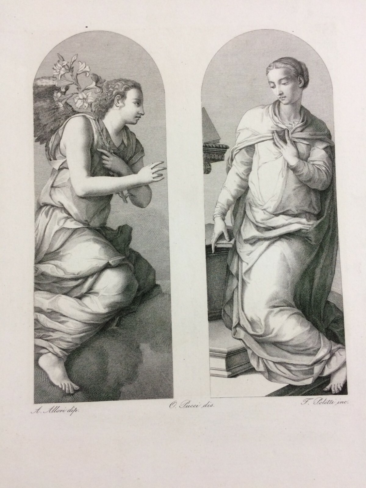 Annunciazione, Antica Incisione All'Acquaforte Da Alessandro Allori (il Bronzino)