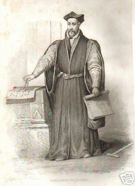 Architettura: Ritratto Di Philibert De Lorme, Francia, Antica Incisione Decorativa