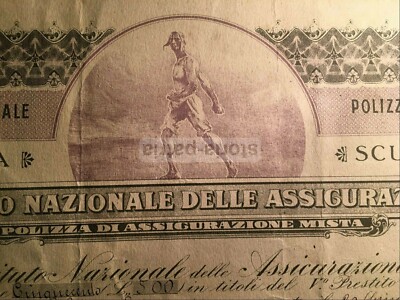 Assicurazioni INA: Antica Polizza Mista, Antica Edizione 1918, Prestito Nazionale