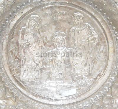 Inusuale Vetro d'Epoca Decorativo Da Collezione: Scena Devozionale, Sacra Famiglia