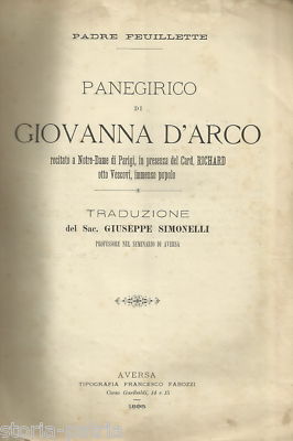 Panegirico Di Giovanna d'Arco, Traduzione Di Giuseppe Simonelli (Aversa, 1895)