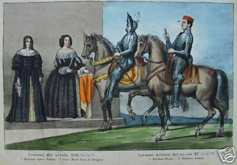 Militaria, Araldica, Orsini, Aspesi, Costumi Del '400 E '600. Litografia Decorativa