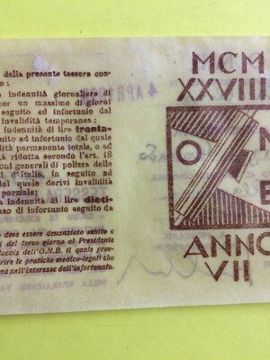 Militaria: Fascismo, ONB, Avanguardisti. Antica Tessera In Pergamena, 1929