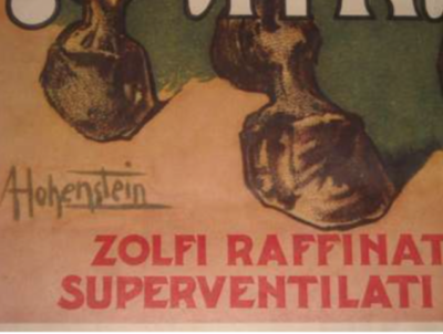 Manifesto Pubblicitario Almagià: Allegoria Degli Zolfi Ventilati