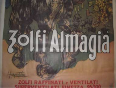Manifesto Pubblicitario Almagià: Allegoria Degli Zolfi Ventilati