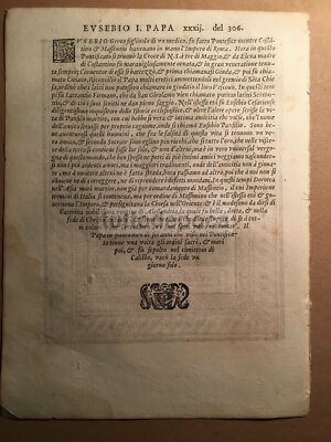 Storia Del Papato: Ritratto Del Pontefice Marcello I. Incisione Del XVI Secolo Con Araldica.