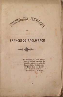 Letteratura Popolare: Poesia, Sghiribizzi   Francesco Paolo Pace   Marzucco   Sarno   1869