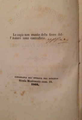 Letteratura Popolare: Poesia, Sghiribizzi   Francesco Paolo Pace   Marzucco   Sarno   1869